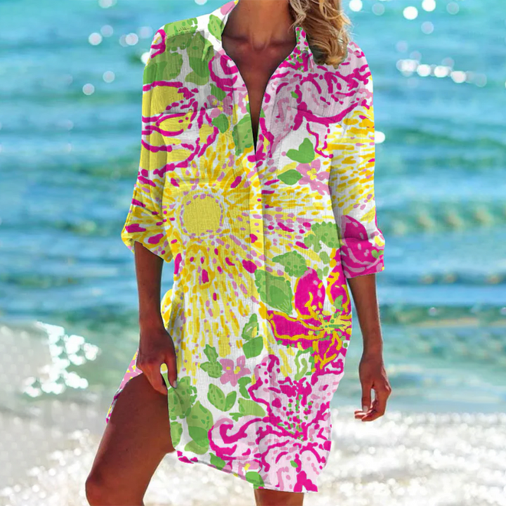 Levoire | Femme Robe d'été classique Jaune fleuri