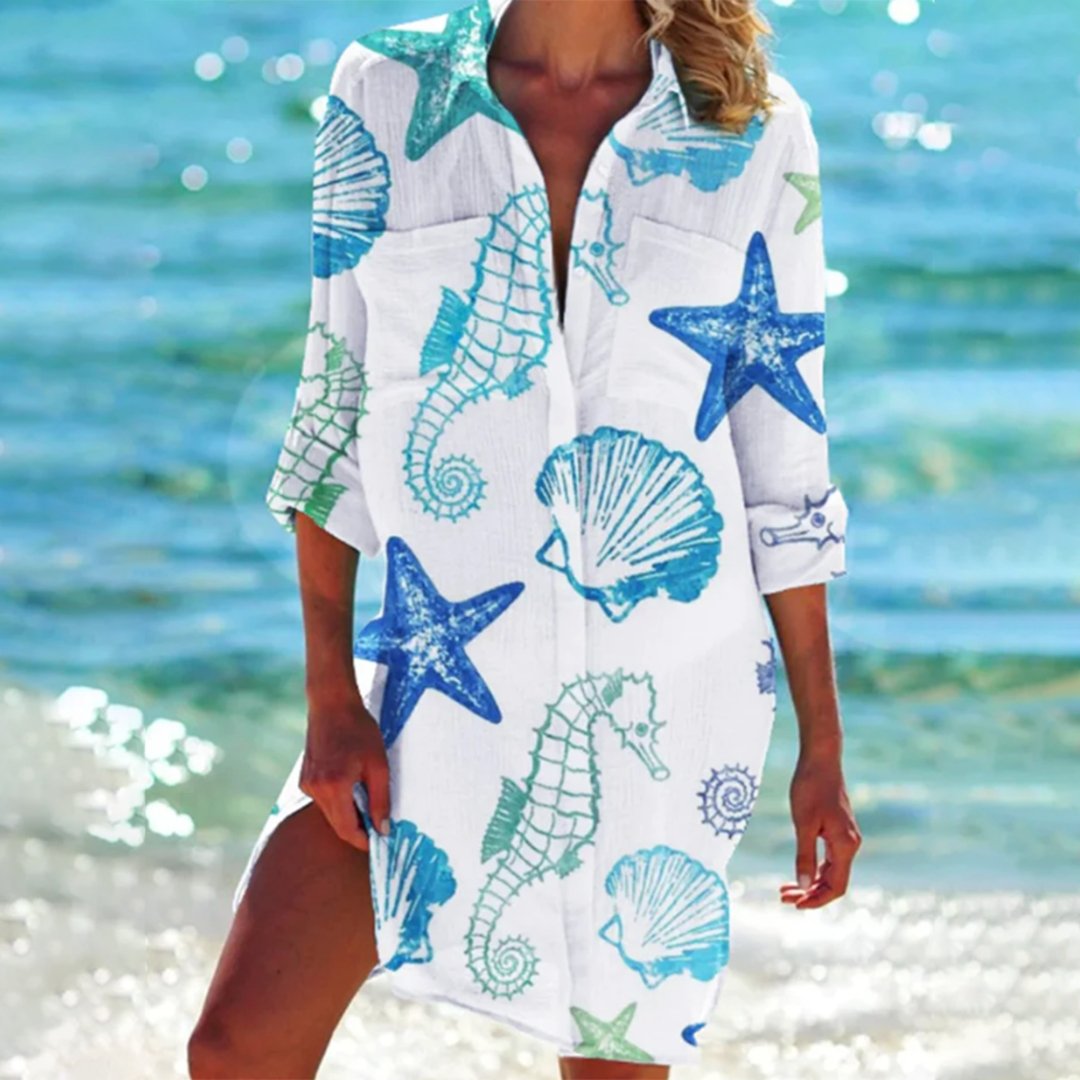 Levoire | Robe chemise classique Hippocampe bleu