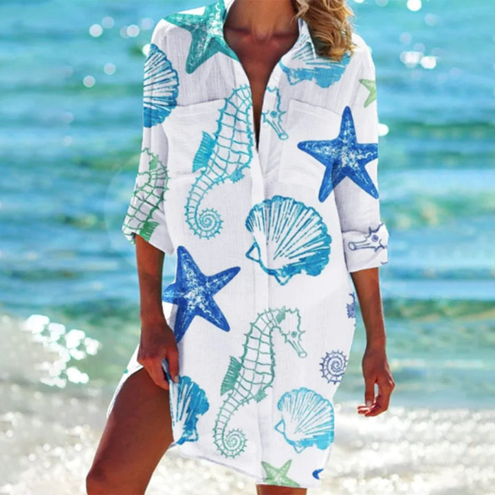 Levoire | Robe chemise classique Hippocampe bleu