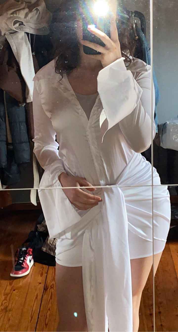 Levoire | Satin Manches Longues Bandage Robes Mini