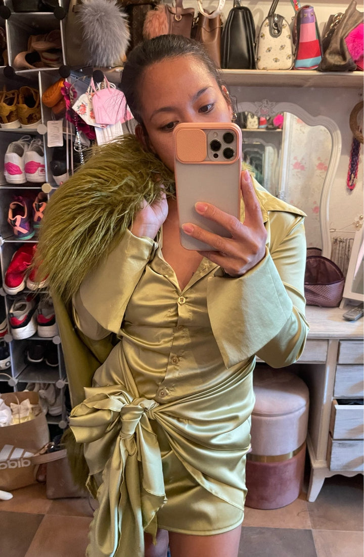 Levoire | Satin Manches Longues Bandage Robes Mini