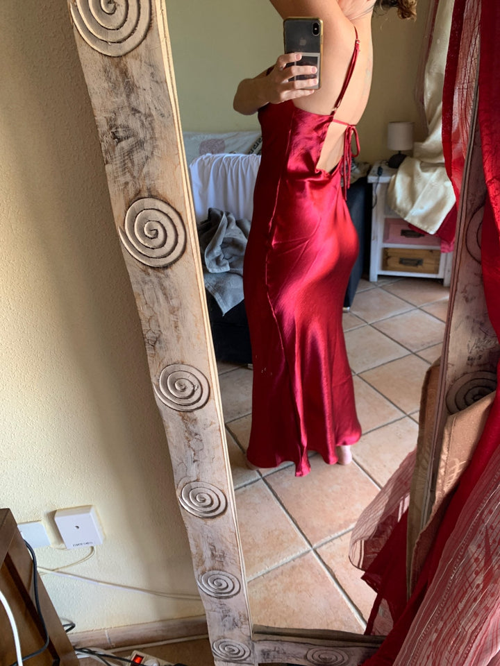 Levoire | Robe Longue Sans Dos À Bretelles Spaghetti En Satin