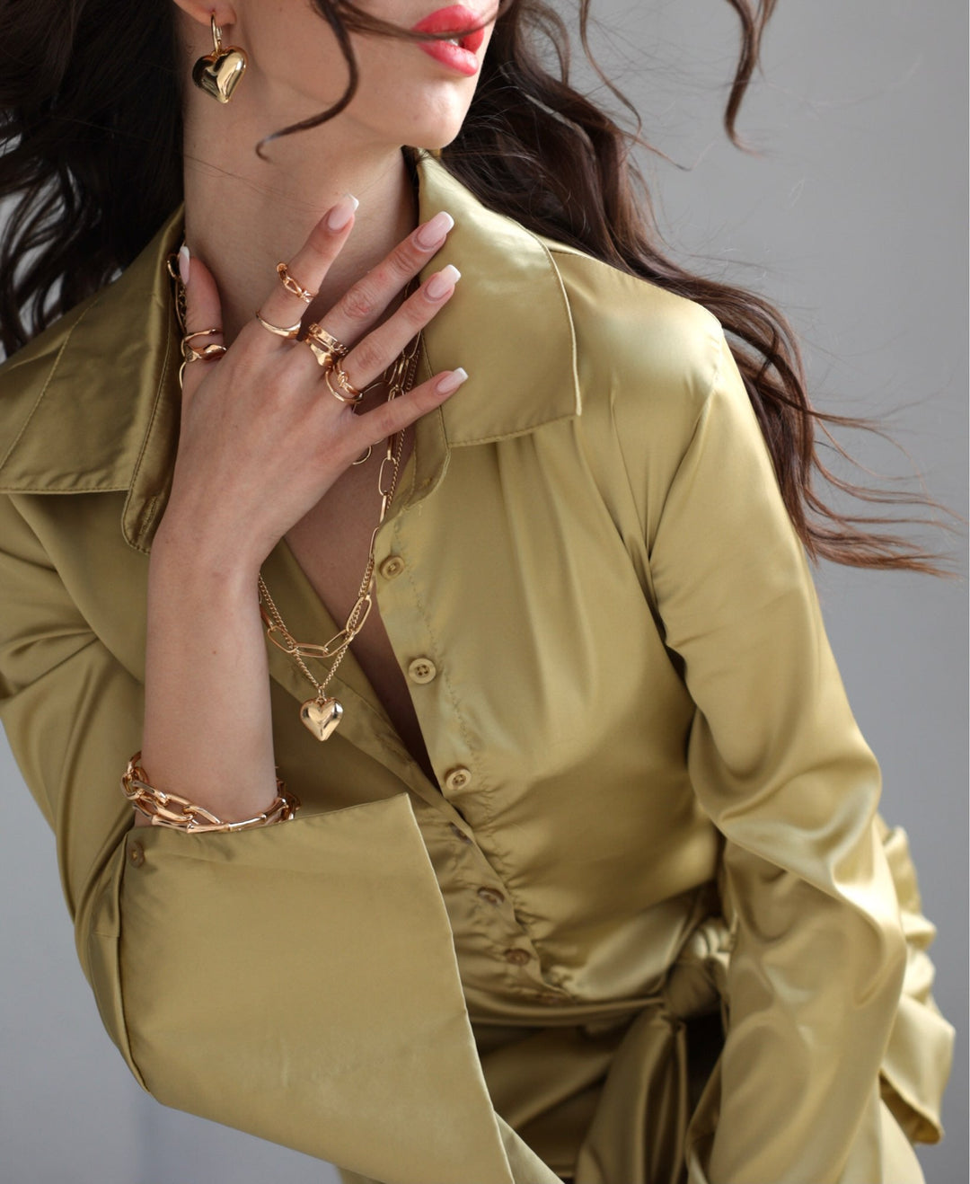 Levoire | Satin Manches Longues Bandage Robes Mini