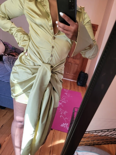 Levoire | Satin Manches Longues Bandage Robes Mini