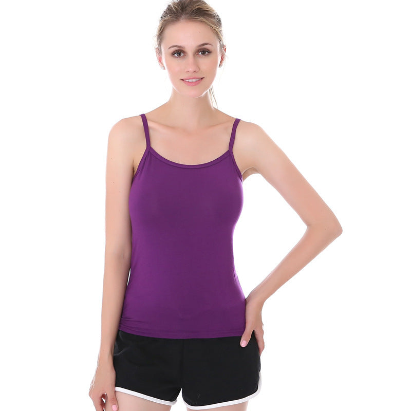 Levoire | Mode Femme Top Stretch avec Bretelles Basique Top Polyvalent Violet UNE TAILLE
