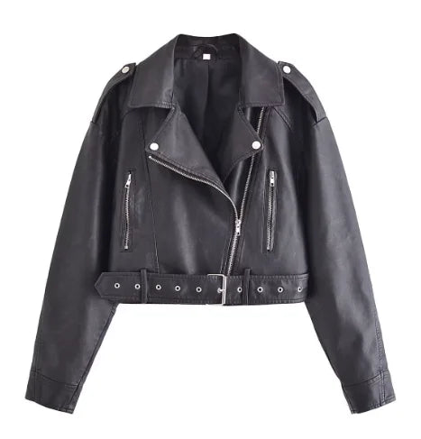 Levoire | Veste En Cuir Rétro Pour Femmes Noir