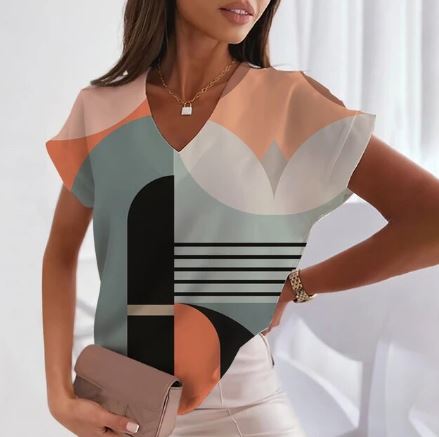 Levoire | Mode T-Shirt Avec Col En V Orange