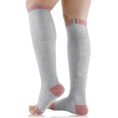 Levoire | Chaussettes de compression pour femmes - Fermeture éclair Gris