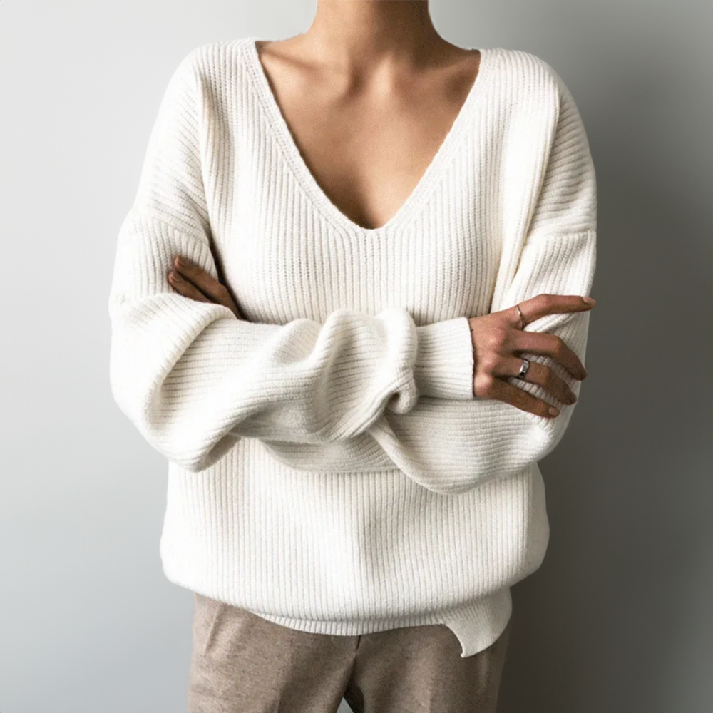 Levoire | Chaud V Neck Pull À Manches Longues Blanc Une taille convient à tous