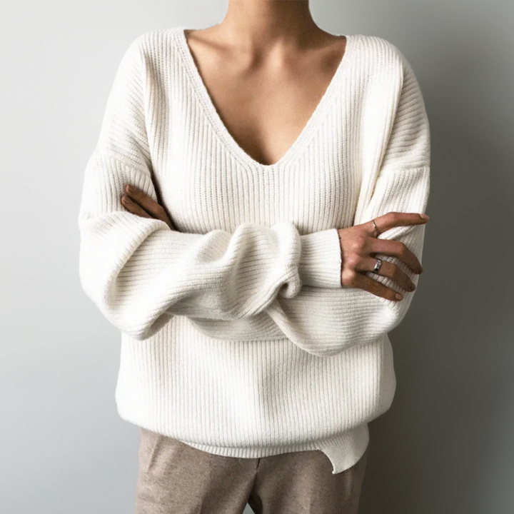 Levoire | Chaud V Neck Pull À Manches Longues Blanc Une taille convient à tous
