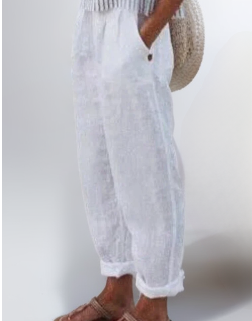 Levoire | Pantalon Flottant En Coton Et Lin Blanc