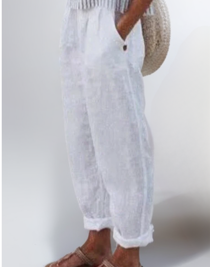 Levoire | Pantalon Flottant En Coton Et Lin Blanc