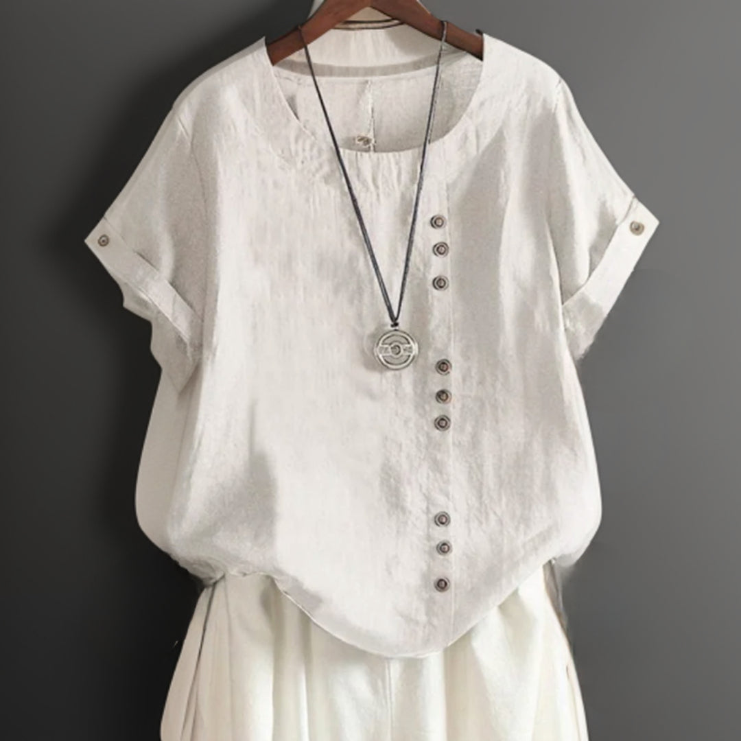 Levoire | Chemise Avec Col Rond Et Boutons Blanc
