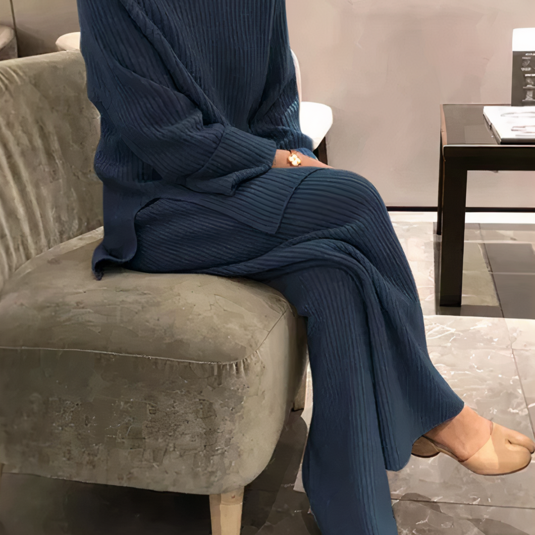 Levoire | Pull En Tricot Et Ensemble De Pantalon Samantha Bleu