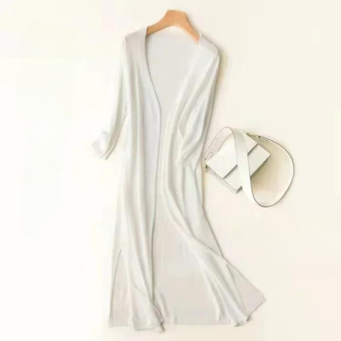 Levoire | Léger Élégant Long Gilet Blanc