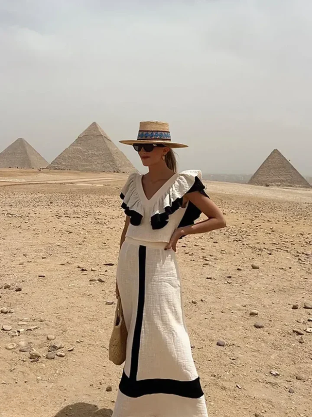Levoire | Robe Midi Élégante En Patchwork Avec Volants Et Taille Haute