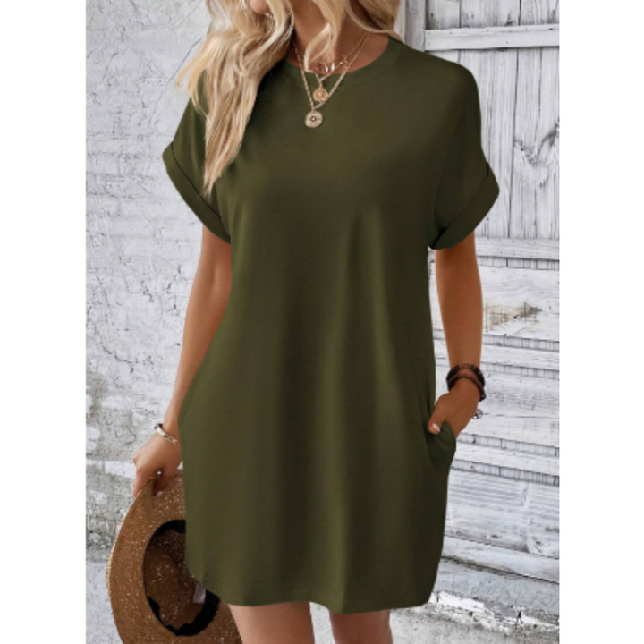 Levoire | Robe vintage surdimensionnée à manches courtes pour femme Vert armée