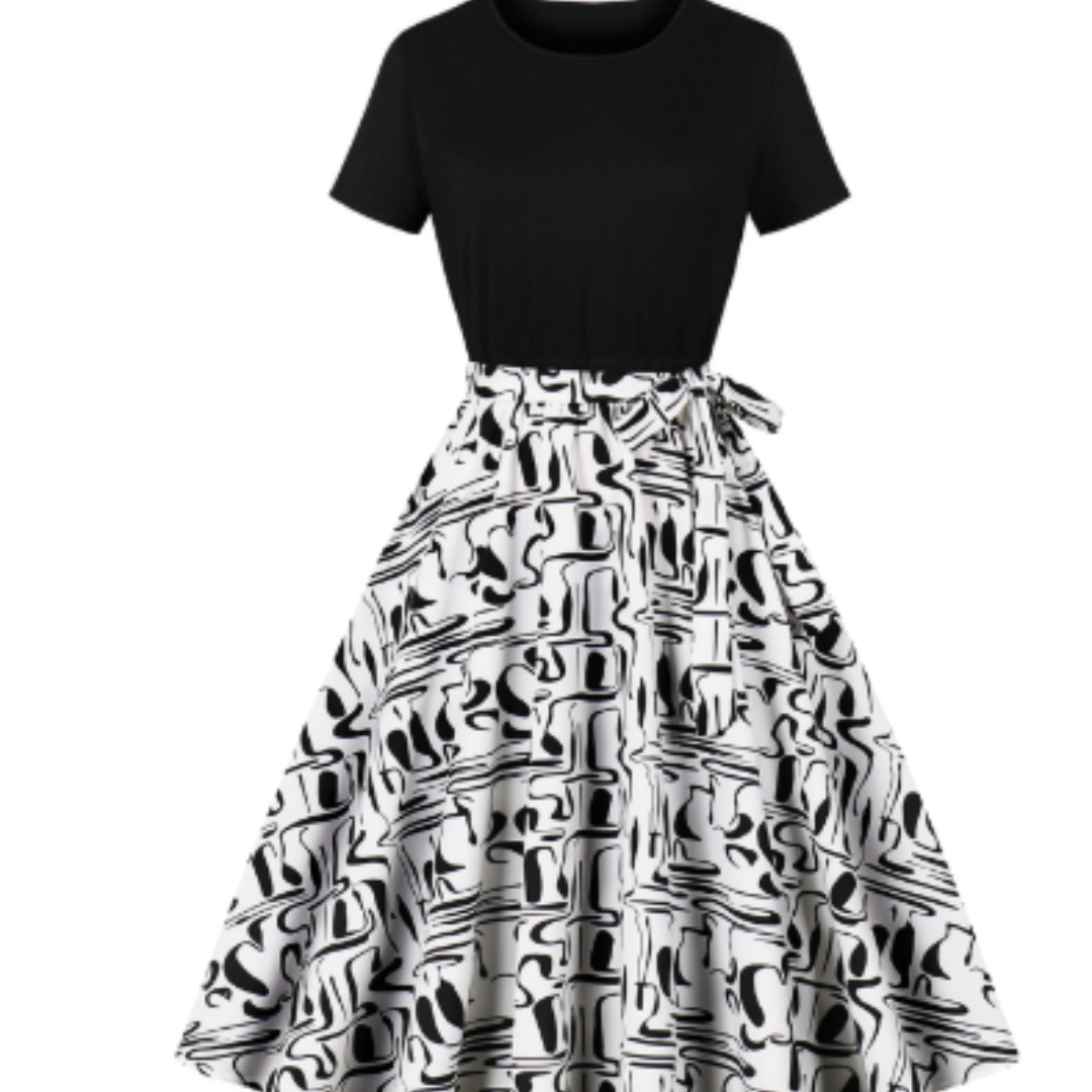 Levoire | Femme robe vintage à pois Noir Blanc 2