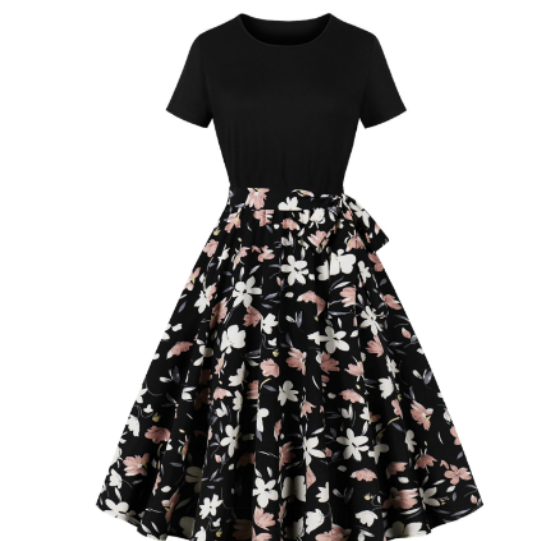Levoire | Femme robe vintage à pois Rose Noir