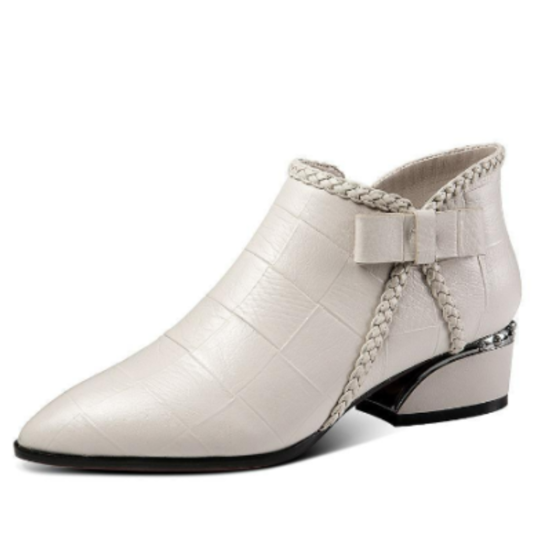 Levoire | Bottines Élégantes Avec Talon Bas Beige