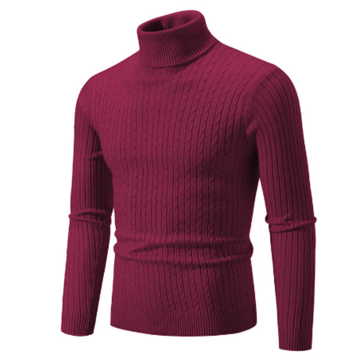 Levoire | Pull Col Roulé Pour Homme | Hiver Rouge Bordeaux
