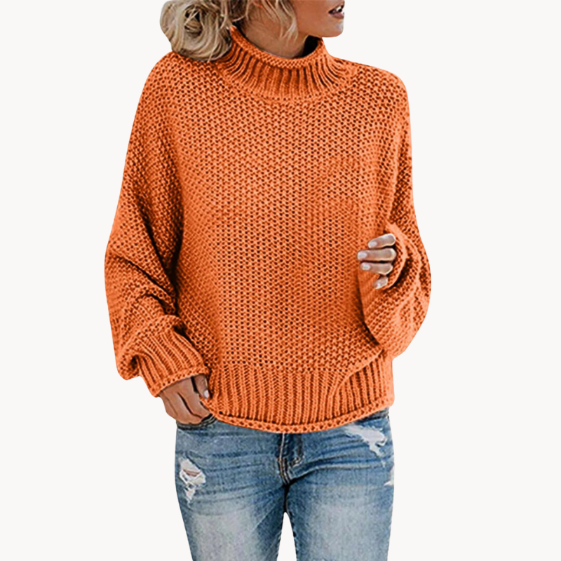Levoire | Design Pull Femme Avec Col Haut Orange