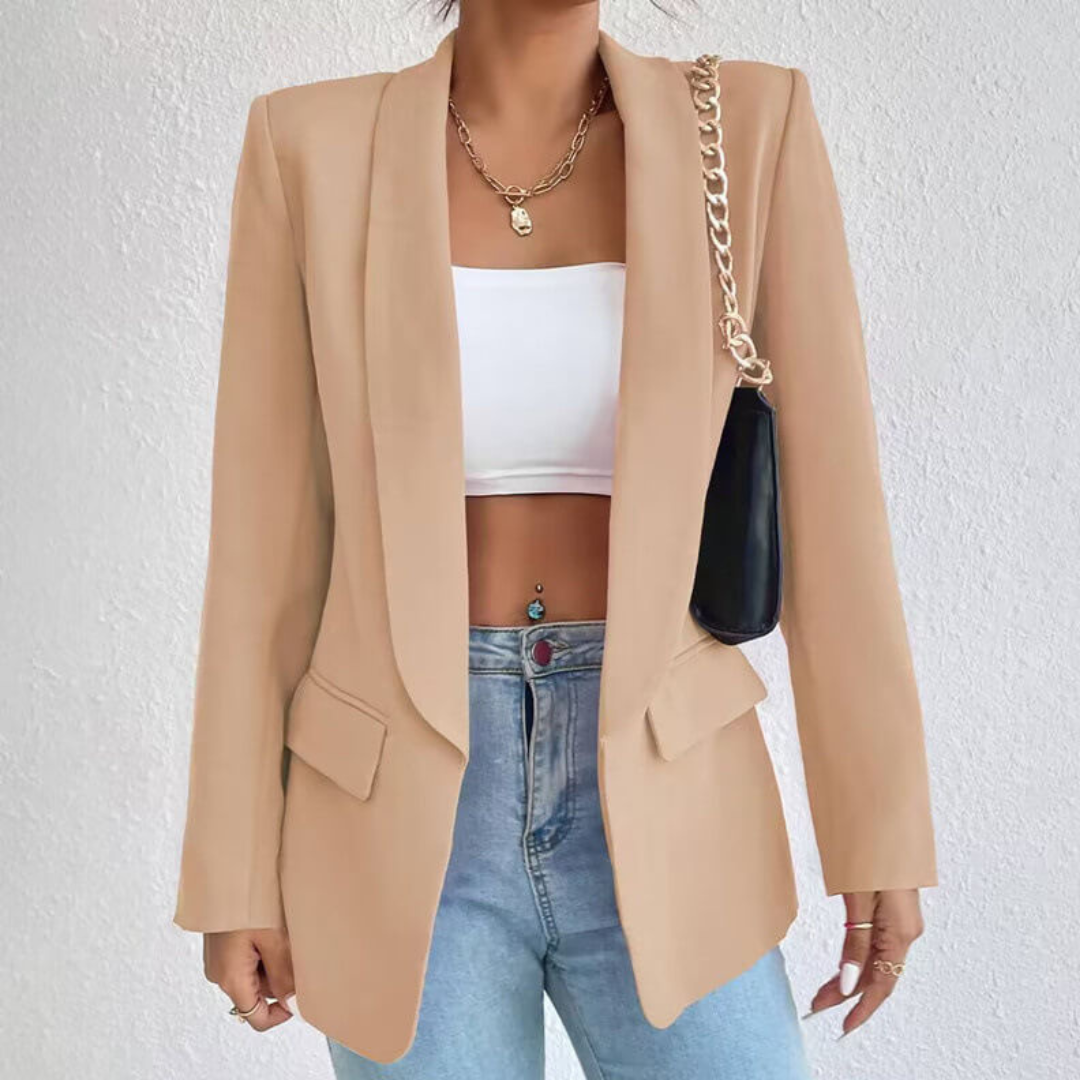 Levoire | Blazer élégant à manches longues à l'avant ouvert Beige