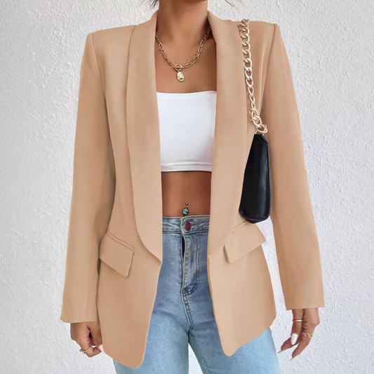 Levoire | Blazer élégant à manches longues à l'avant ouvert Beige