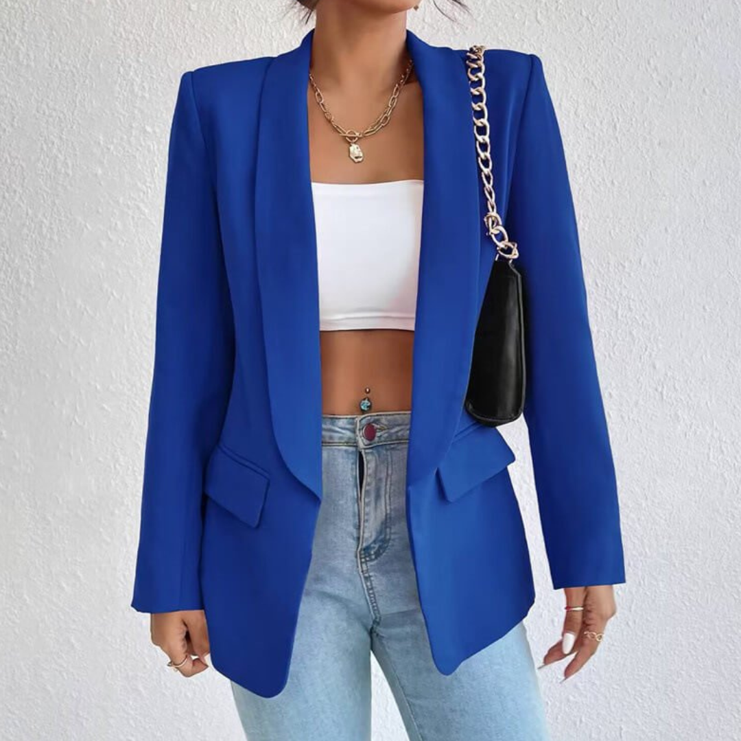 Levoire | Blazer élégant à manches longues à l'avant ouvert Bleu