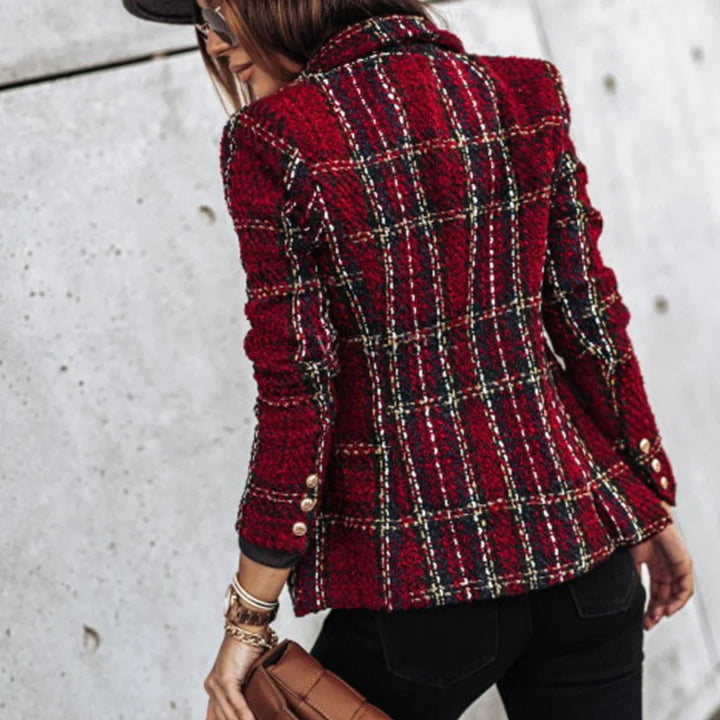 Levoire | Pull en tricot à motif à carreaux pour femmes à manches longues