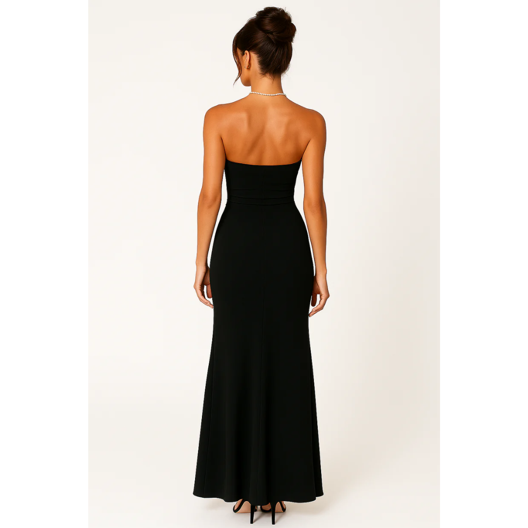 Levoire | Robe D'Invite De Mariage Froncée Sans Bretelles Pour - Femmes - Maxi Noir