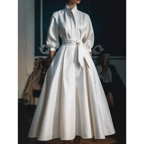 Levoire | Robe D'Invite De Mariage À Manches Longues Et Taille Ceinturée - Midi