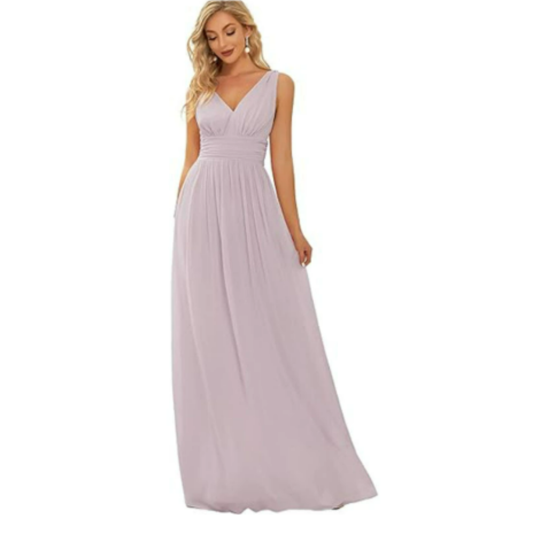Levoire | Robe D'Invité De Mariage Sans Manches À Col En V - Maxi Rose 2