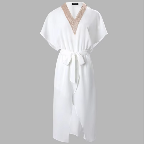 Levoire | Robe Midi Blanche Moderne Avec Décolleté En V Élégant