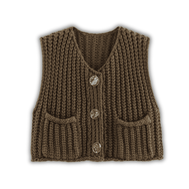 Levoire | Łucja Élégante Gilet En Tricot Pour Femmes Braun