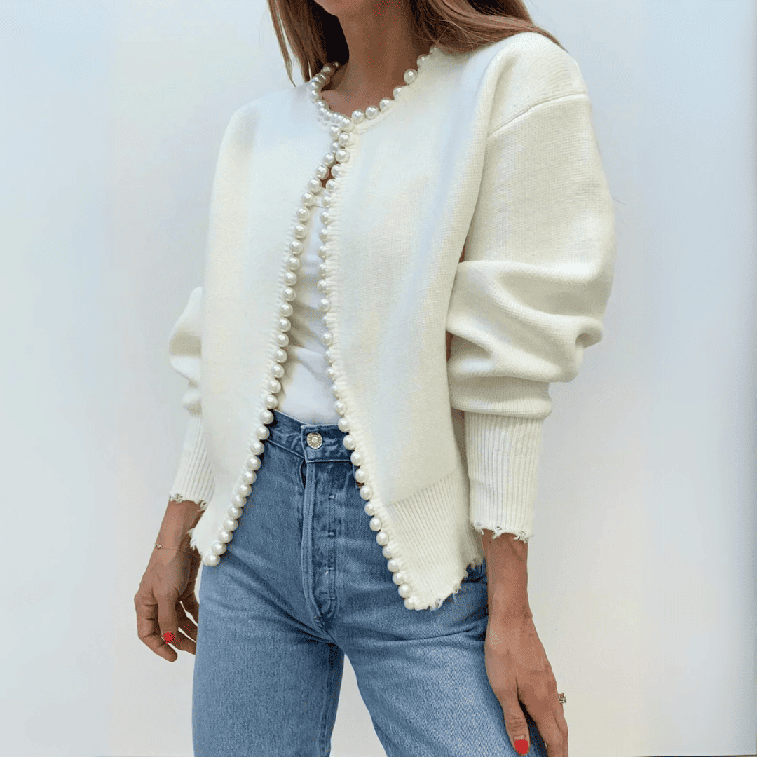 Levoire | Gilet Pour Femmes Avec Des Perles Blanc