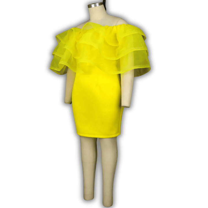 Levoire | Lila Robe De Fête Avec Des Manches Froncées