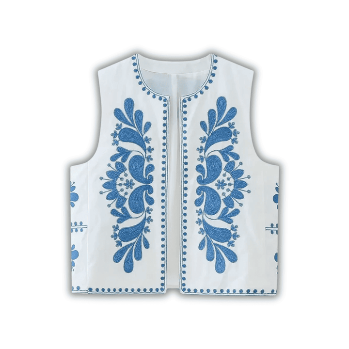 Levoire | Gilet À Fleurs Pour Femmes Blanc