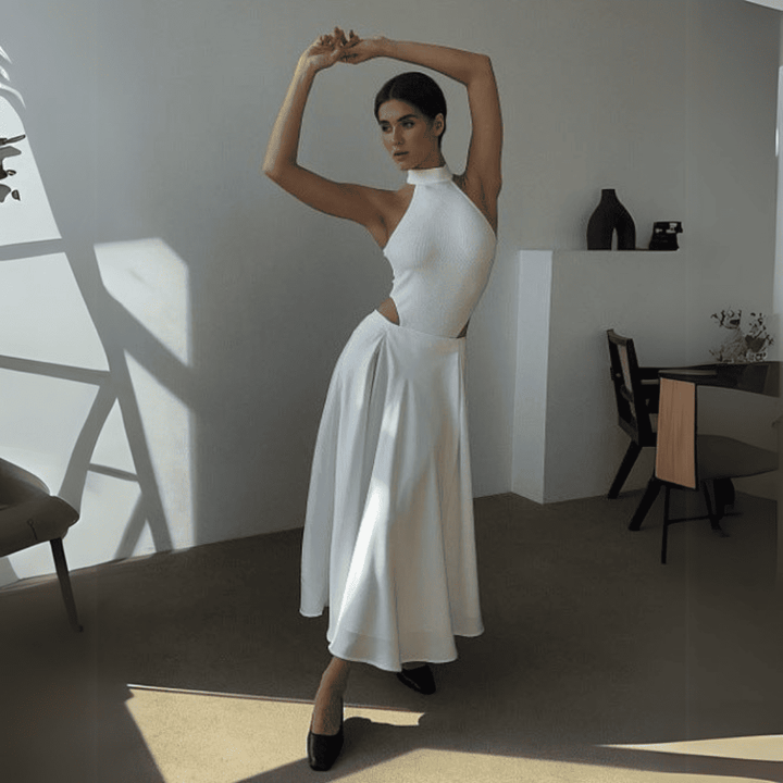 Levoire | Midi Longue Dominisia Satin Blanc