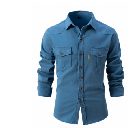 Levoire | Chemise Homme Poches Décontractée Bleue