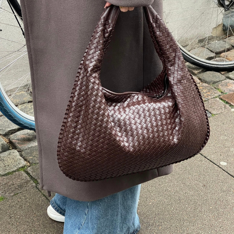 Levoire | Sac à bandoulière en cuir tendance sac à main Brun foncé