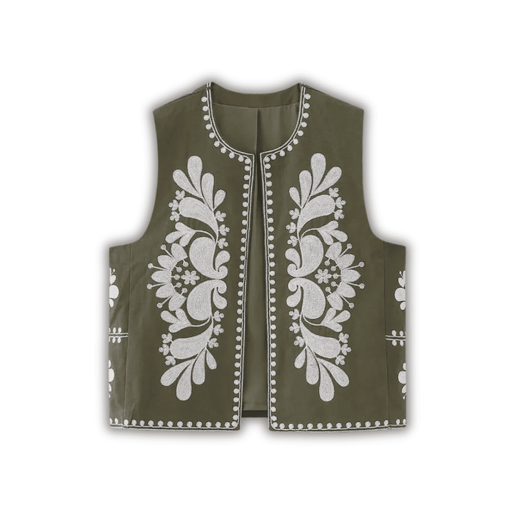 Levoire | Gilet À Fleurs Pour Femmes Vert