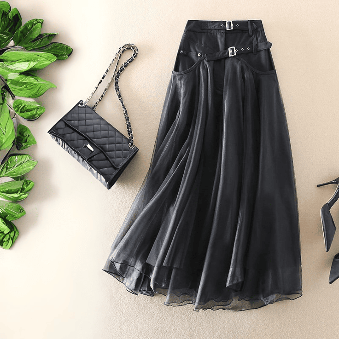 Levoire | Jupe Midi En Tulle Léger Noir