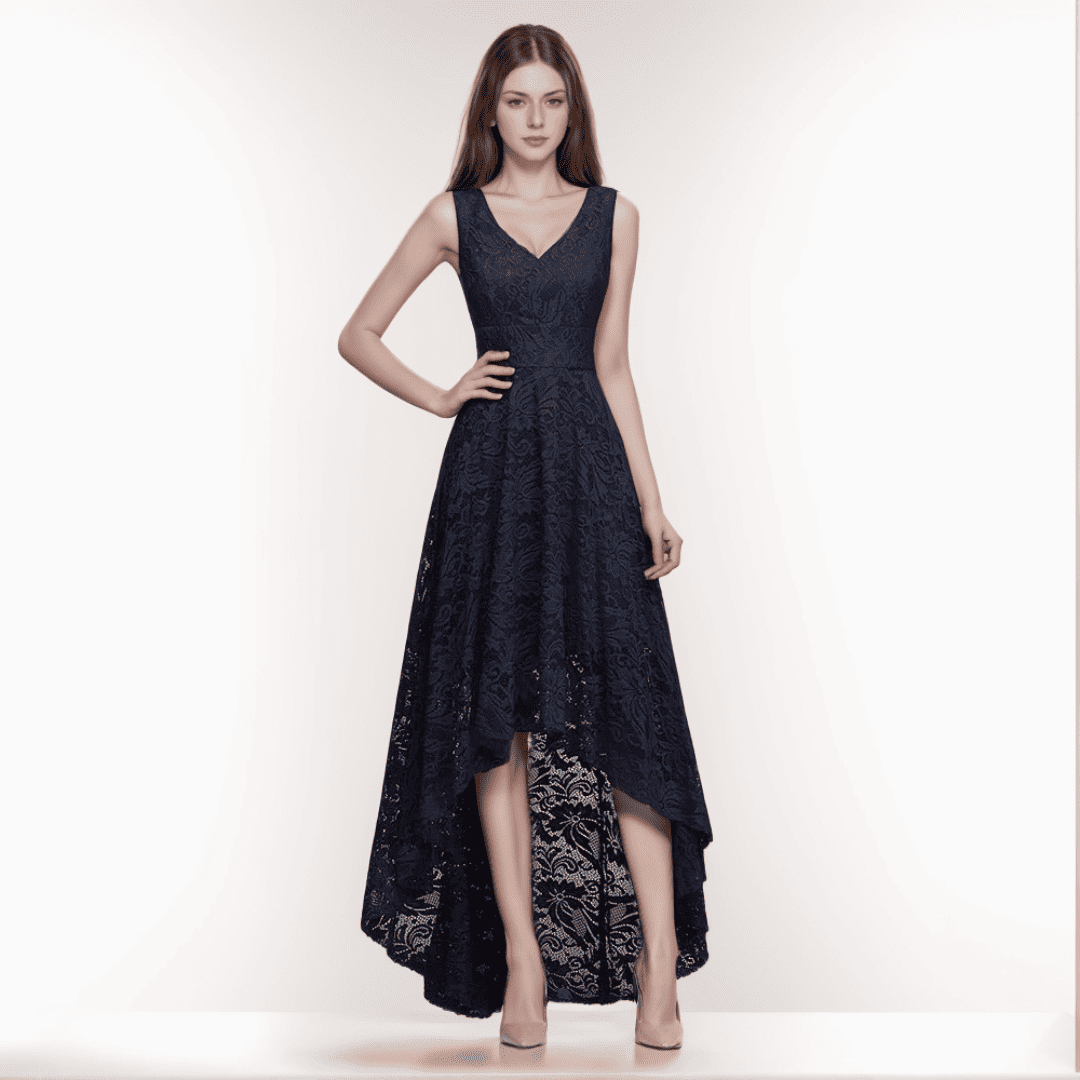 Levoire | Robe En Dentelle Lilly Asymétrique Pour Les Mariages Marin