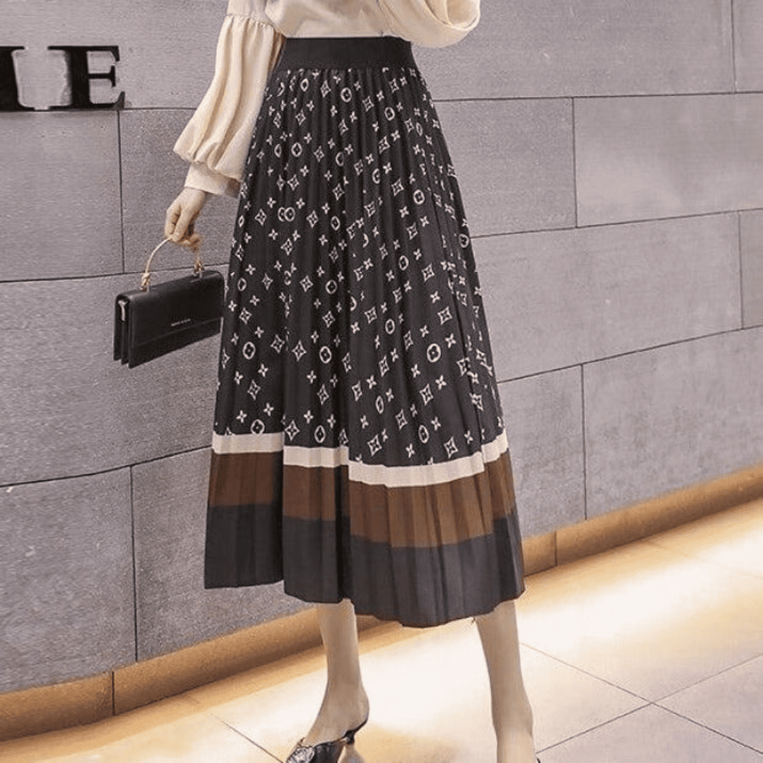 Levoire | Jupe Midi Plissée Élégante Gris Une taille