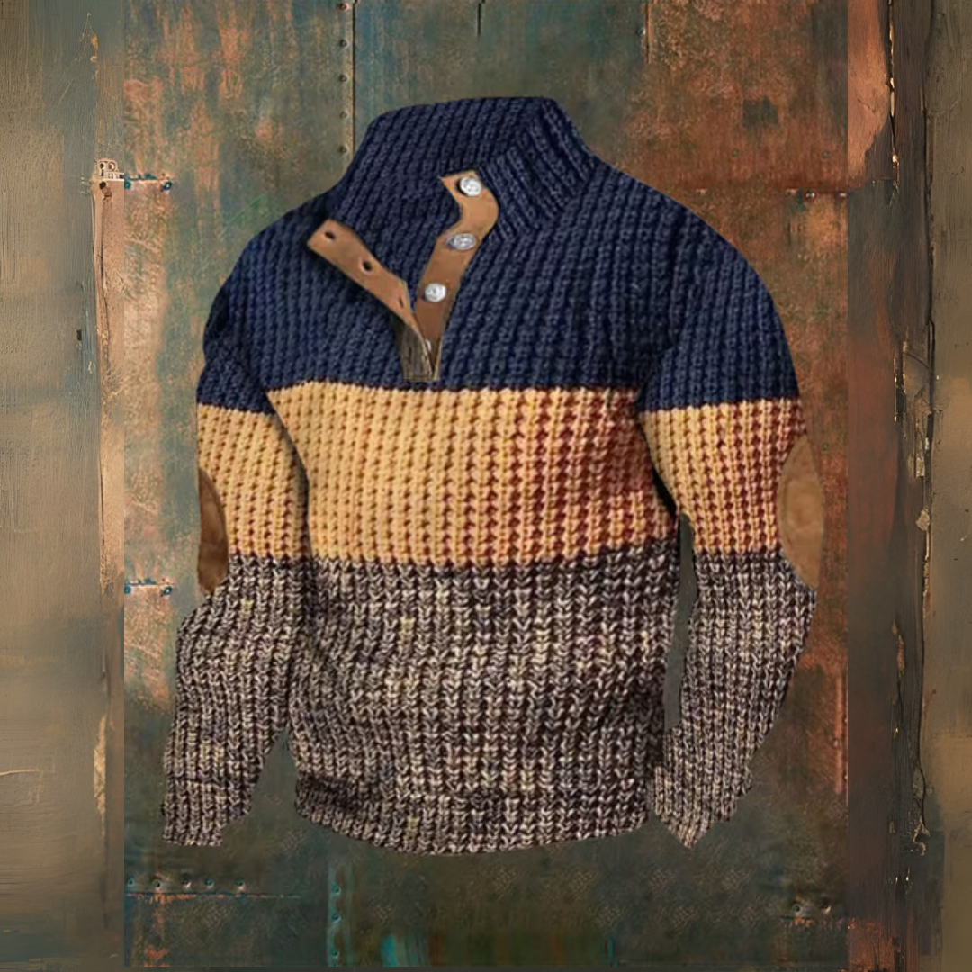 Levoire | Décontracté Pull Tri Couleurs Avec Contrast Bleu Orange