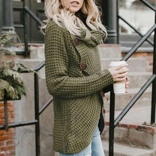 Levoire | Pull Long À Col Roulé À Manches Longues Avec Boutons