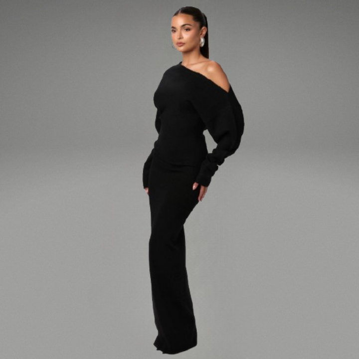 Levoire | Robe Élégante Avec Une Touche Féminine Noir