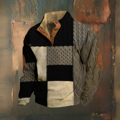 Levoire | Pull Western À Blocs De Couleurs Avec Col Montant Et Boutons