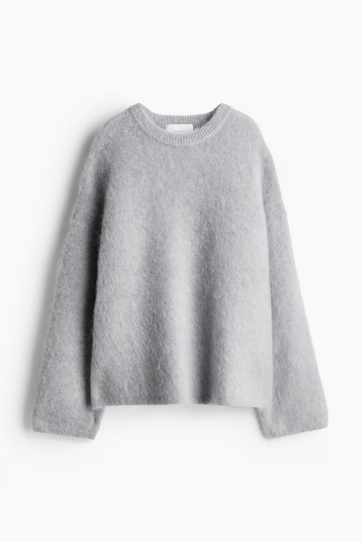 Levoire | Pull Col Rond En Mohair Gris